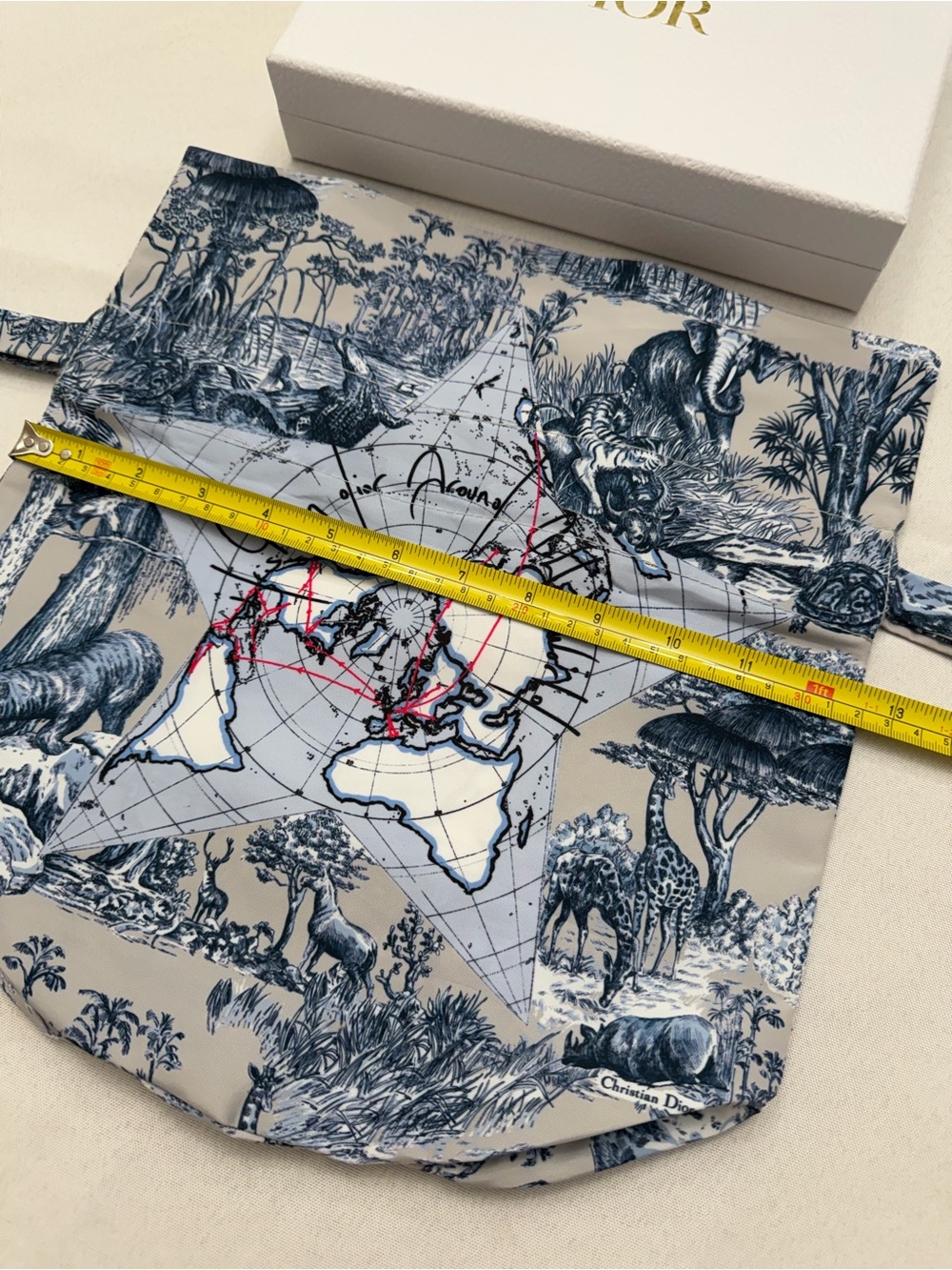 Dior Around the World Toile Map-Print Drawstring Pouch - Picture 7 of 8
